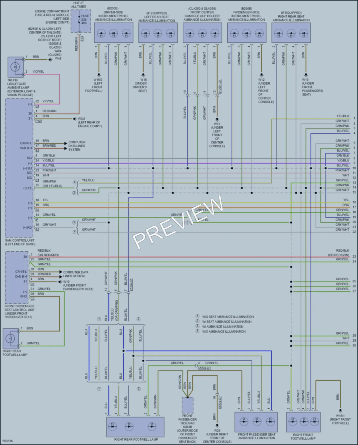 2017 MercedesBenz B250e Interior Lights wiring diagram preview