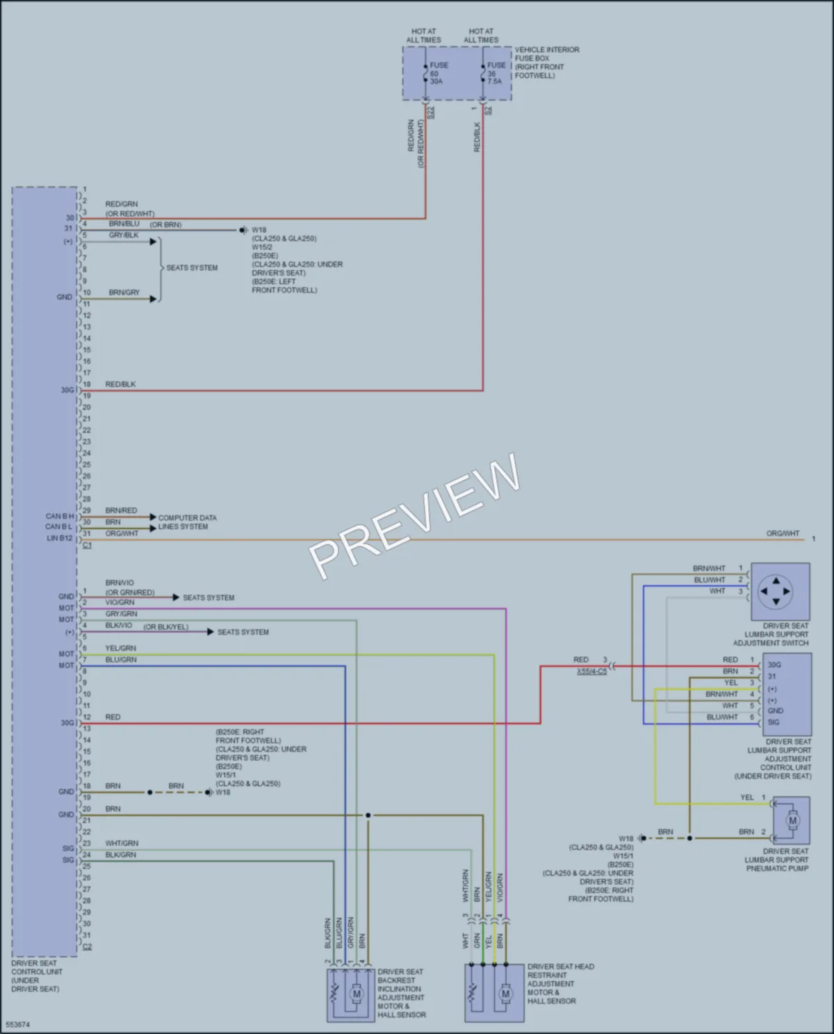 2017 MercedesBenz B250e Memory Systems wiring diagram preview