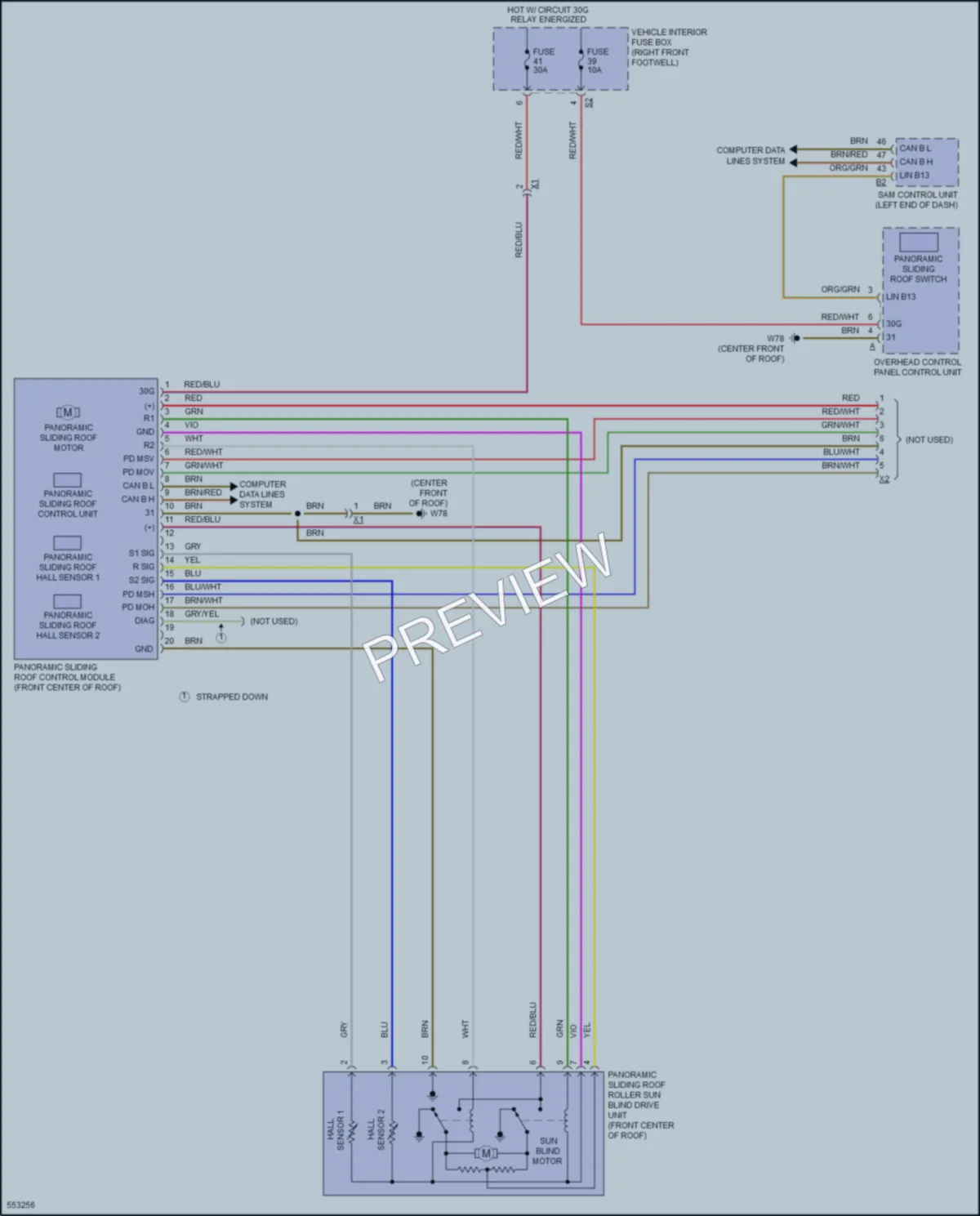 2017 MercedesBenz B250e Power Top Sunroof wiring diagram preview