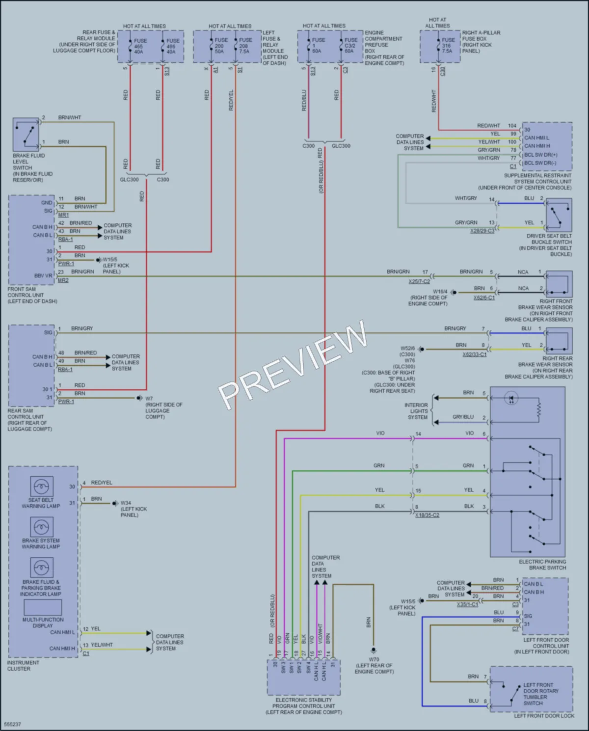 2017 MercedesBenz C300 Warning Systems wiring diagram preview