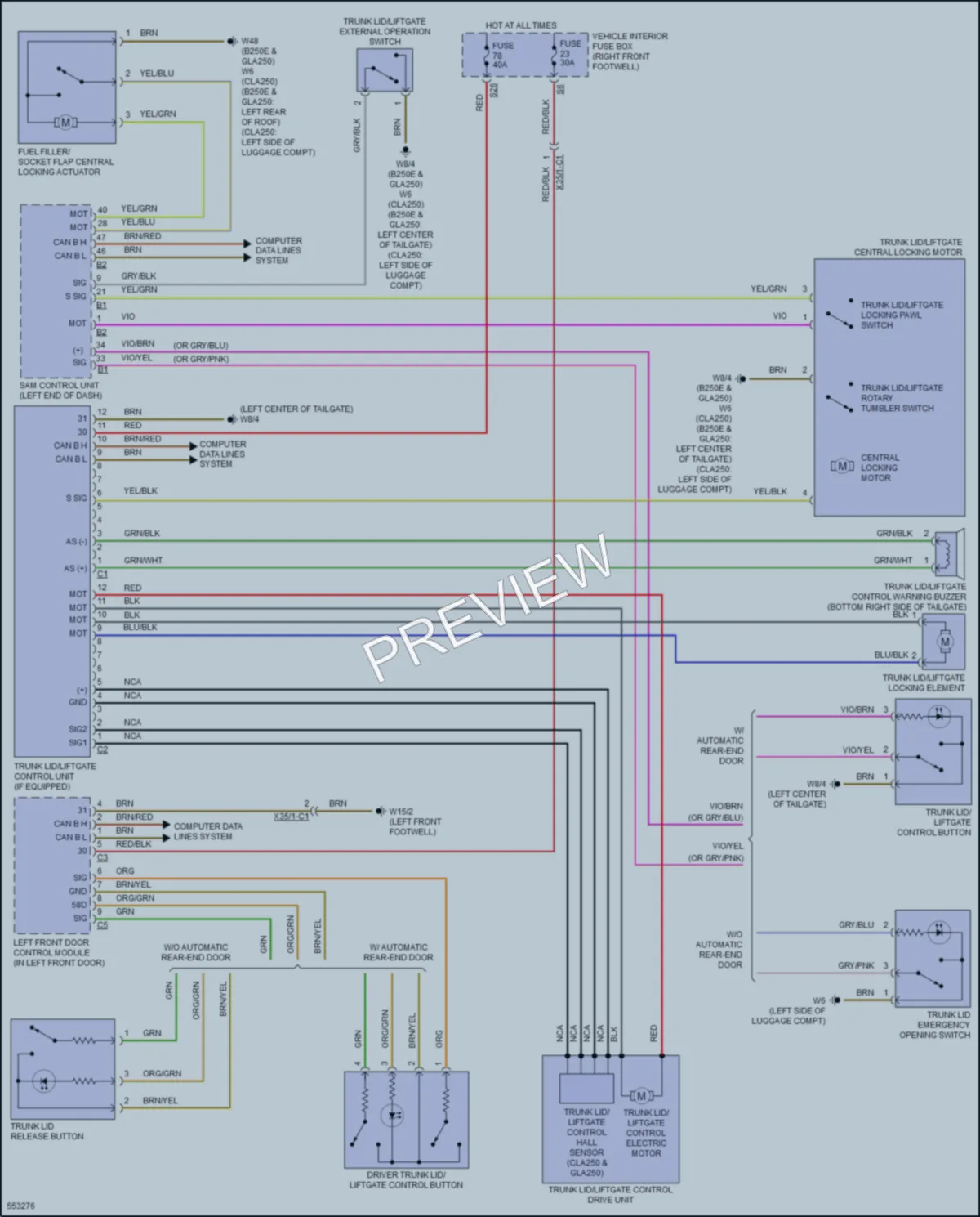 2017 MercedesBenz CLA250 Trunk Tailgate Fuel Door wiring diagram preview