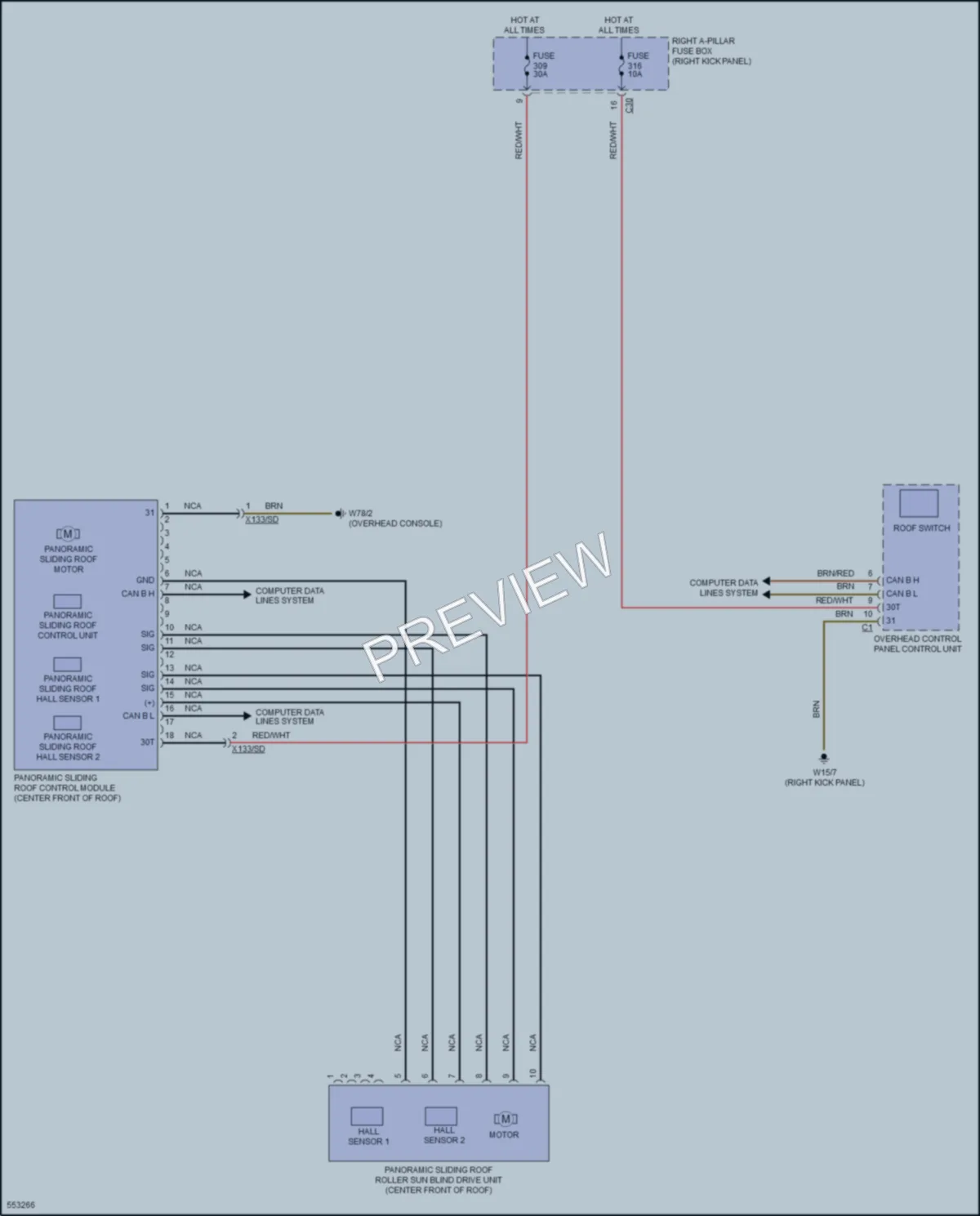2017 MercedesBenz E300 Power Top Sunroof wiring diagram preview