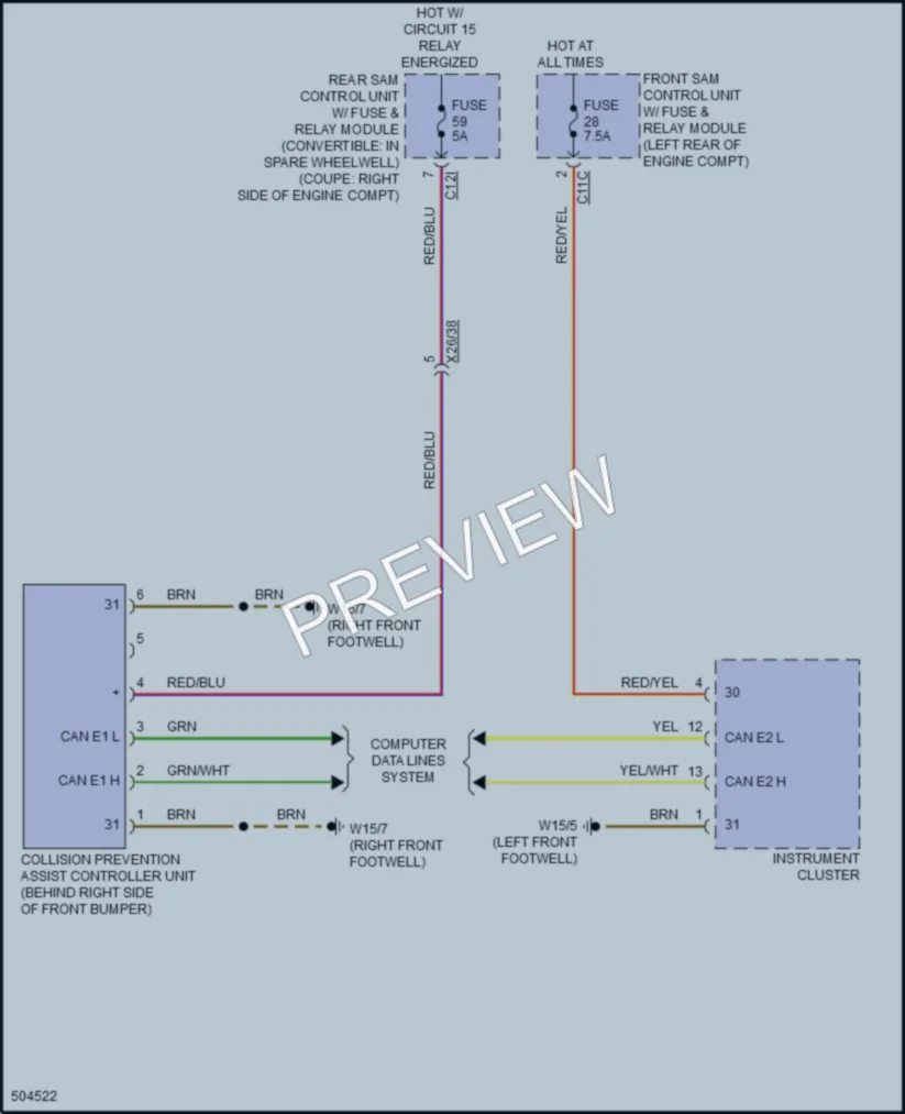 2017 MercedesBenz E400 Instrument Cluster wiring diagram preview