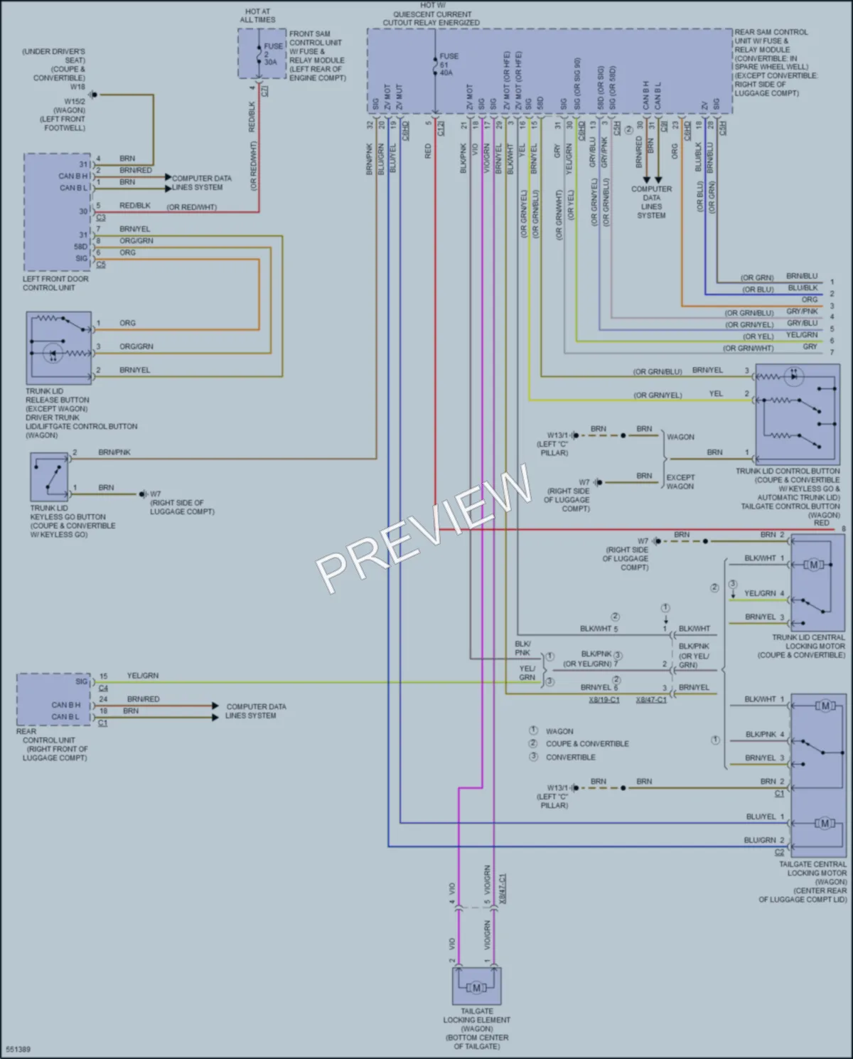 2017 MercedesBenz E400 Trunk Tailgate Fuel Door wiring diagram preview