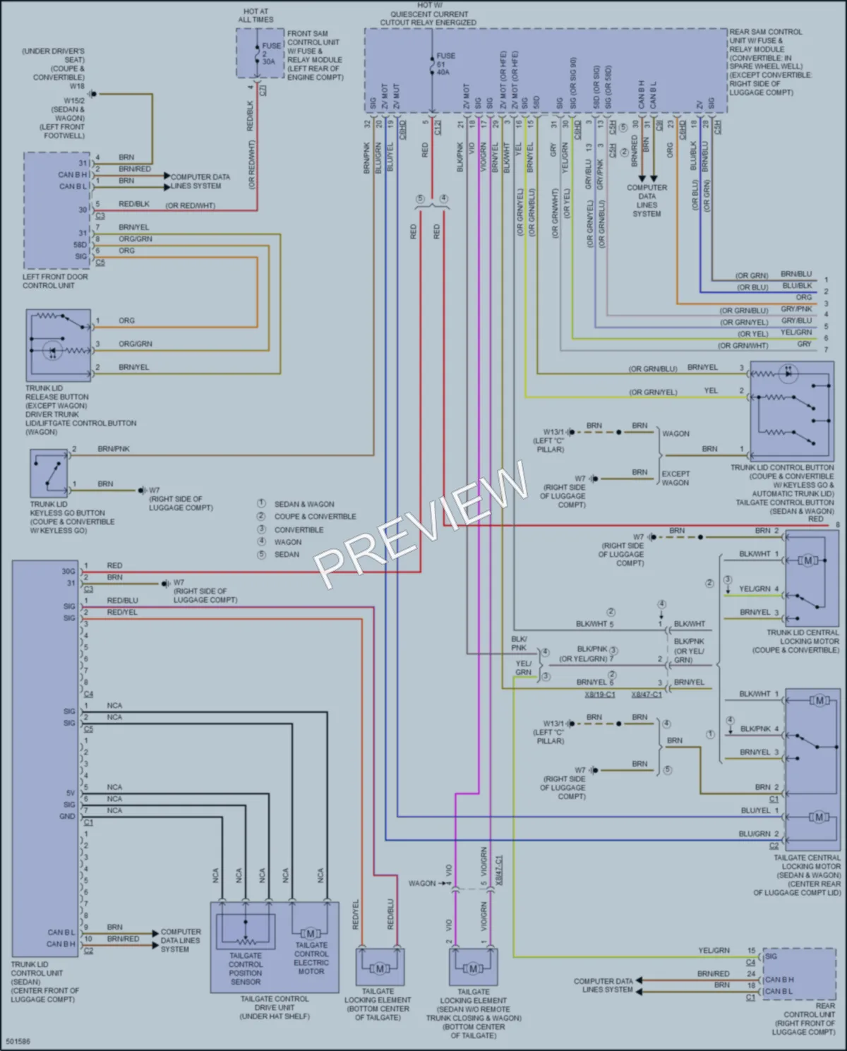 2017 MercedesBenz E550 Trunk Tailgate Fuel Door wiring diagram preview