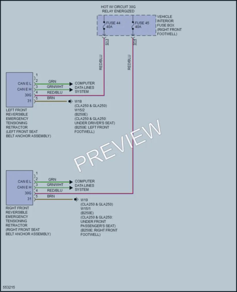 2017 MercedesBenz GLA250 Supplemental Restraints wiring diagram preview