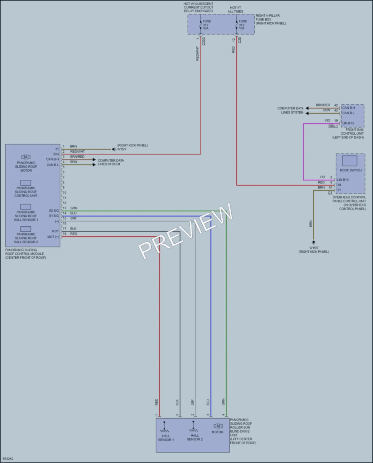2017 MercedesBenz GLC300 Power Top Sunroof wiring diagram preview