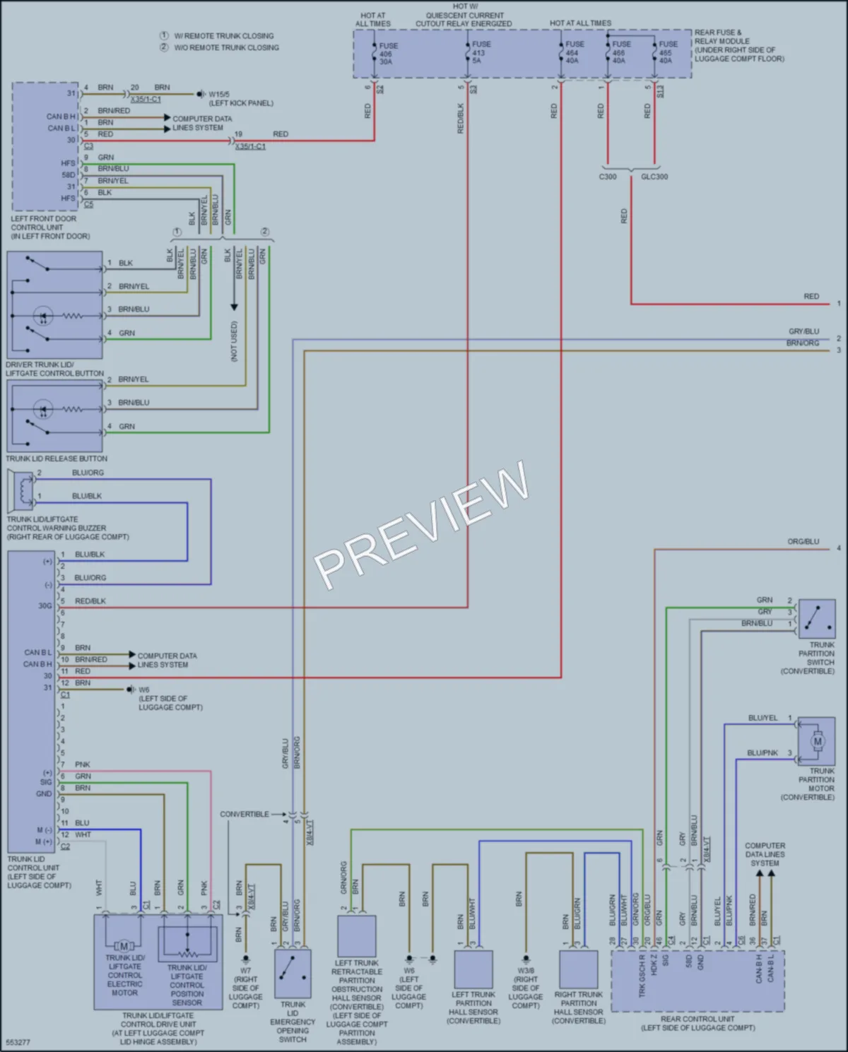 2017 MercedesBenz GLC300Coupe Trunk Tailgate Fuel Door wiring diagram preview
