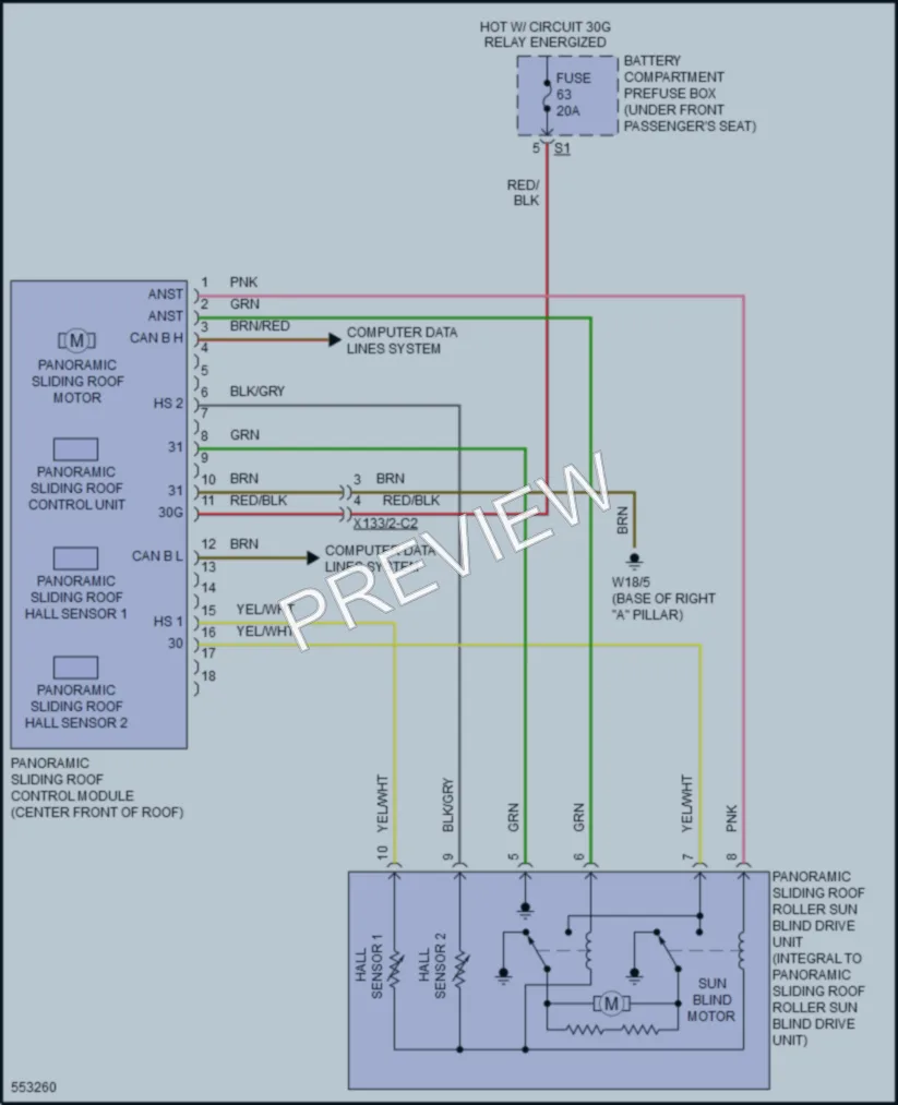 2017 MercedesBenz GLS450 Power Top Sunroof wiring diagram preview