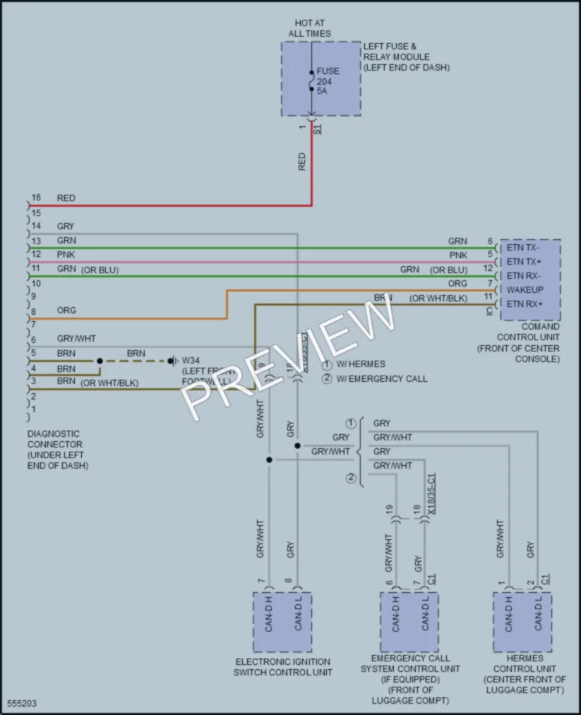 2017 MercedesBenz S550e Computer Data Lines wiring diagram preview