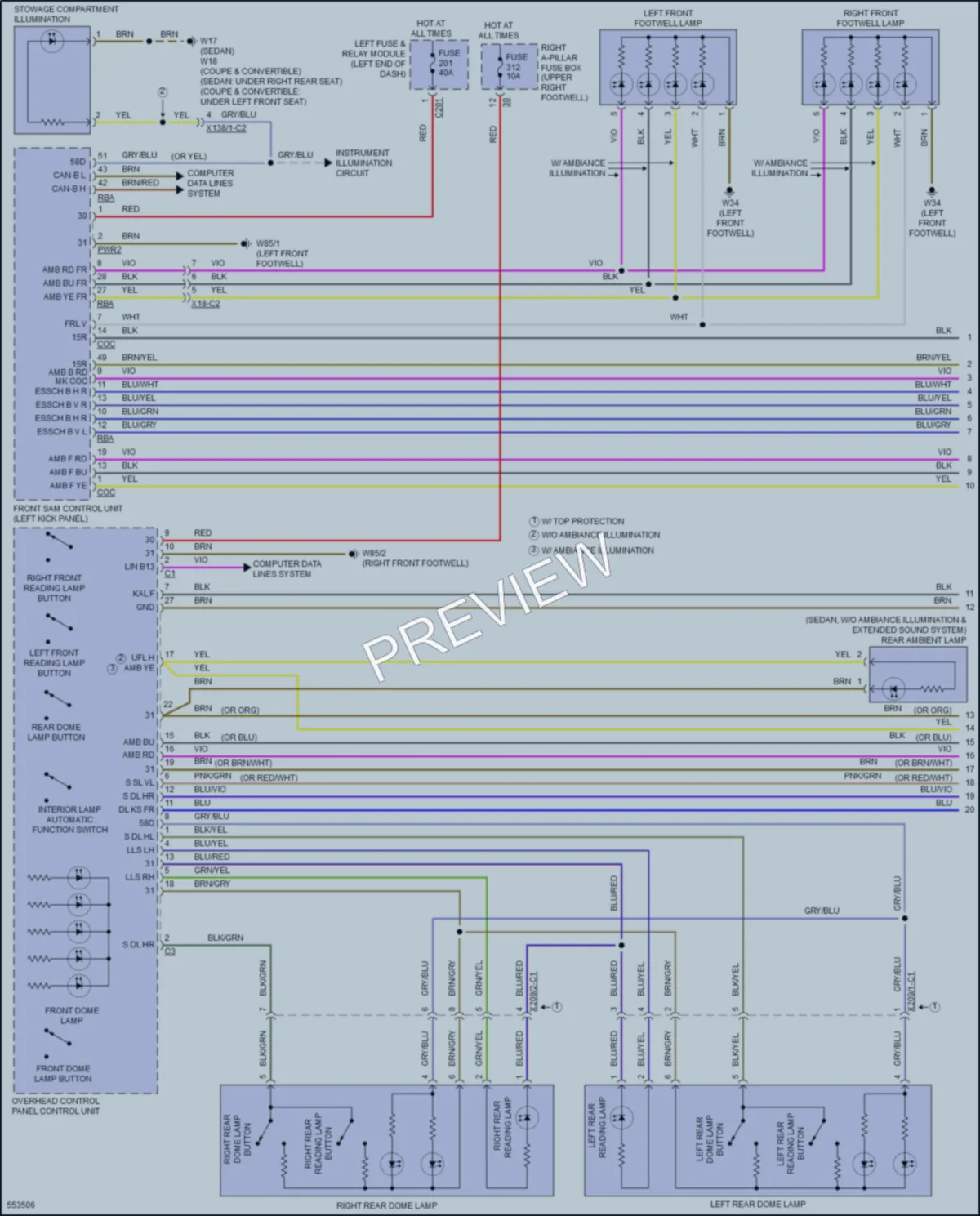 2017 MercedesBenz S550e Interior Lights wiring diagram preview