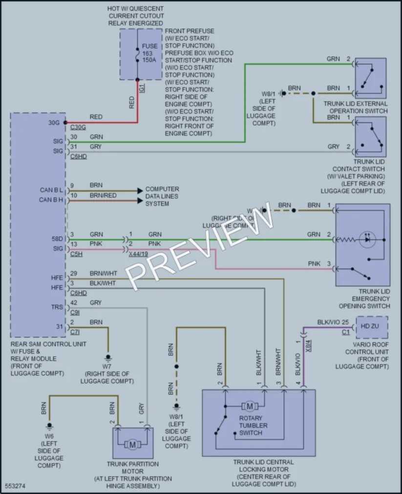 2017 MercedesBenz SLC300 Trunk Tailgate Fuel Door wiring diagram preview