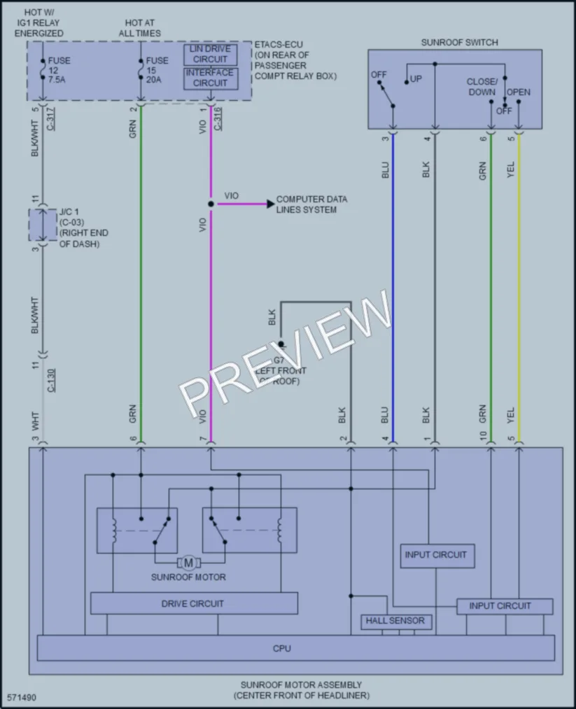 2017 Mitsubishi Lancer Power Top Sunroof wiring diagram preview