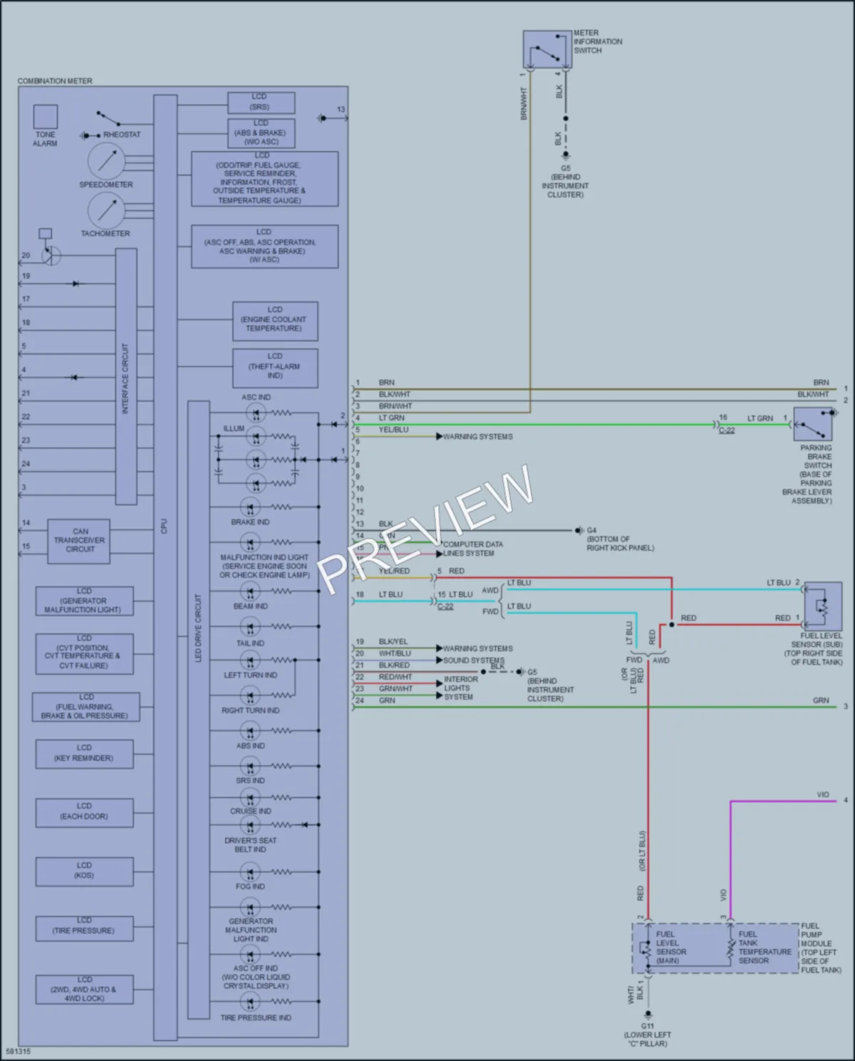 2017 Mitsubishi LancerSportback Instrument Cluster wiring diagram preview