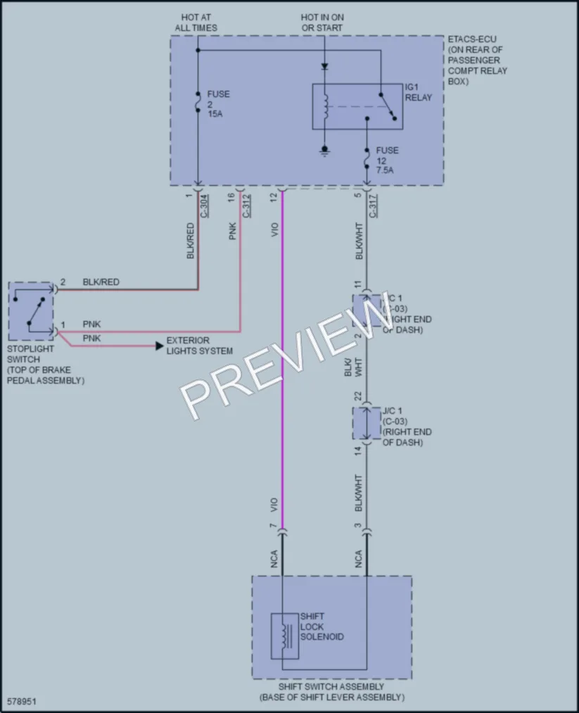 2017 Mitsubishi LancerSportback Shift Interlock wiring diagram preview