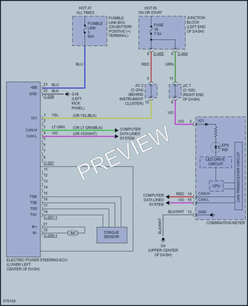 2017 Mitsubishi Mirage Electronic Power Steering wiring diagram preview