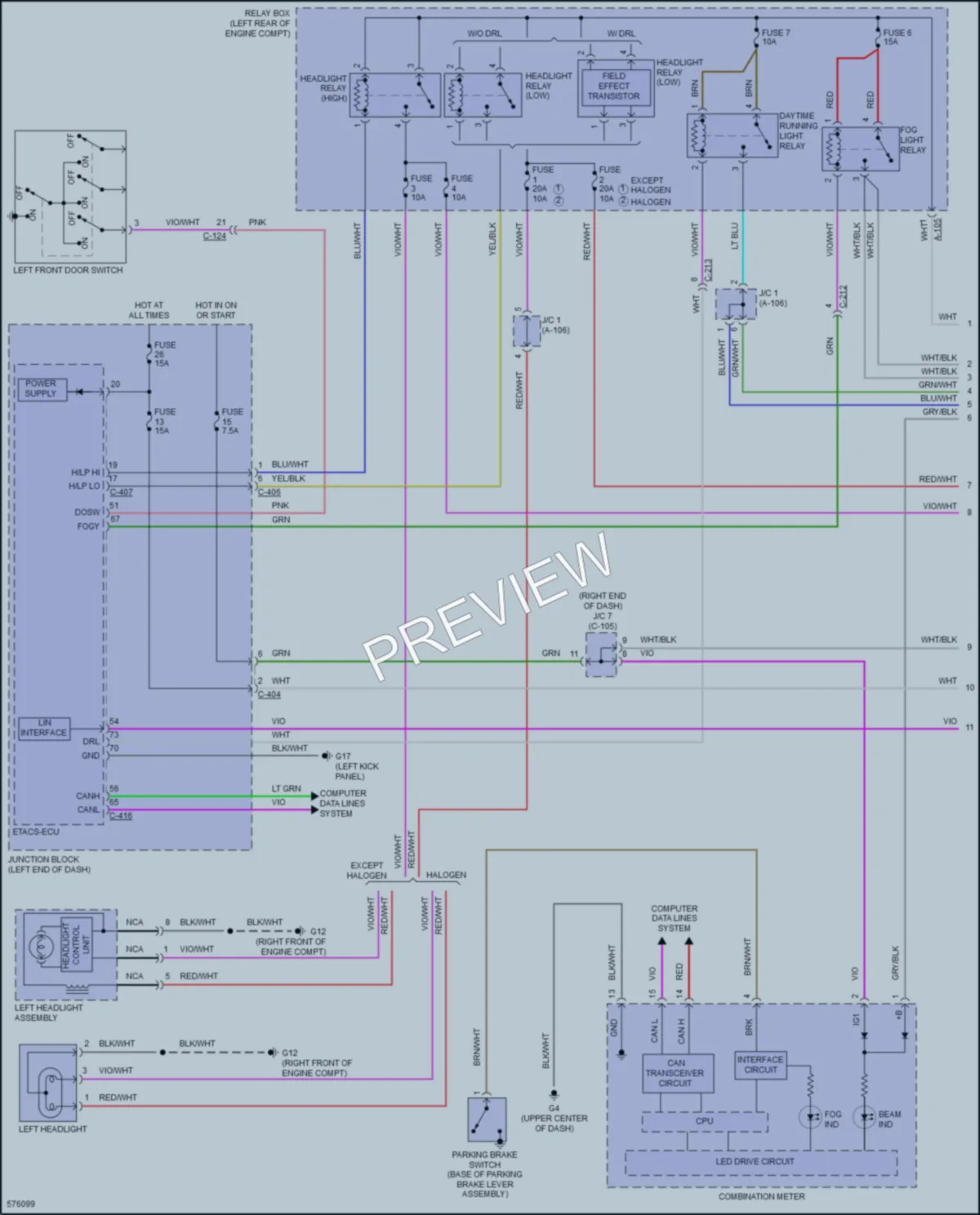 2017 Mitsubishi Mirage Headlights wiring diagram preview