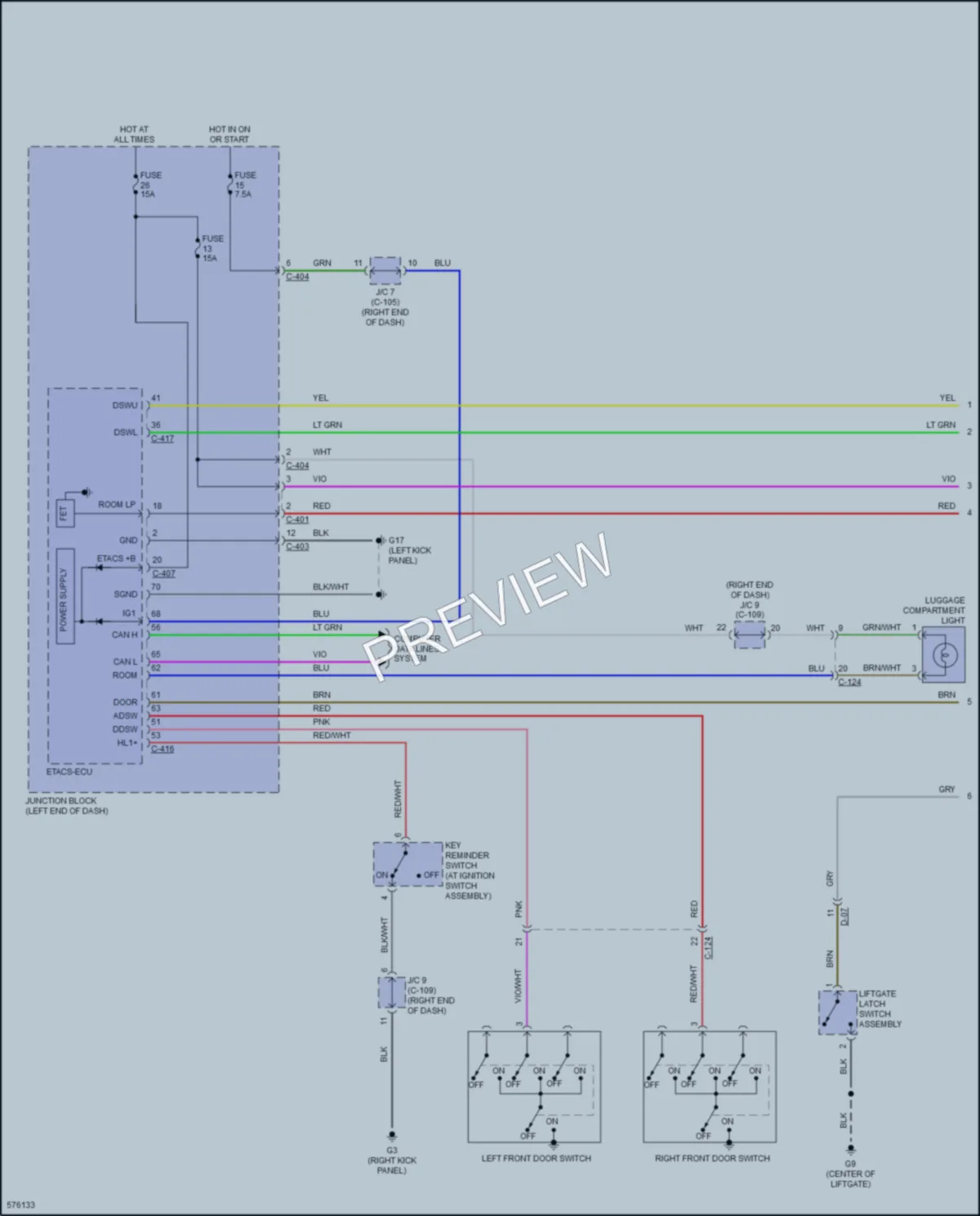 2017 Mitsubishi Mirage Interior Lights wiring diagram preview