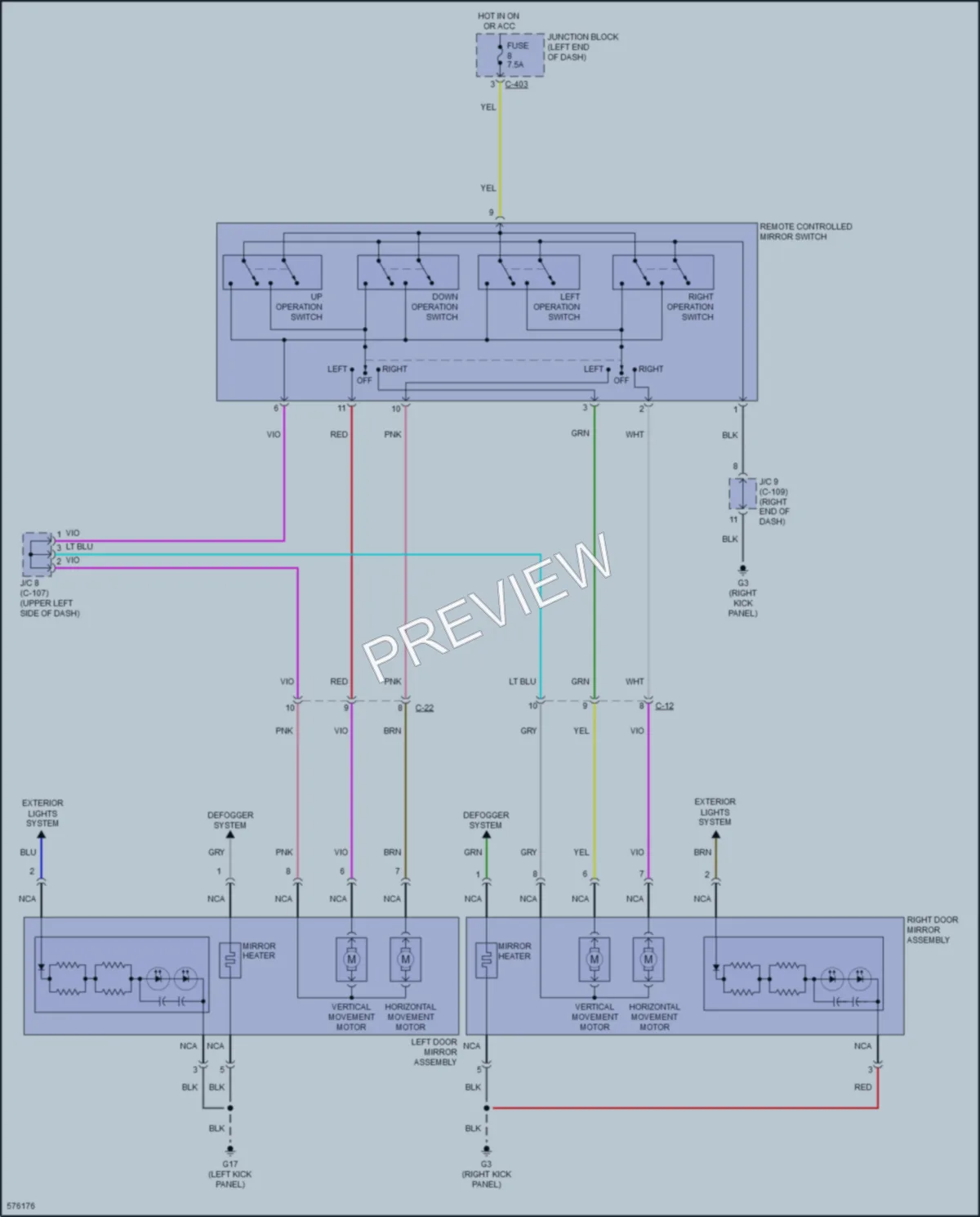 2017 Mitsubishi Mirage Power Mirrors wiring diagram preview