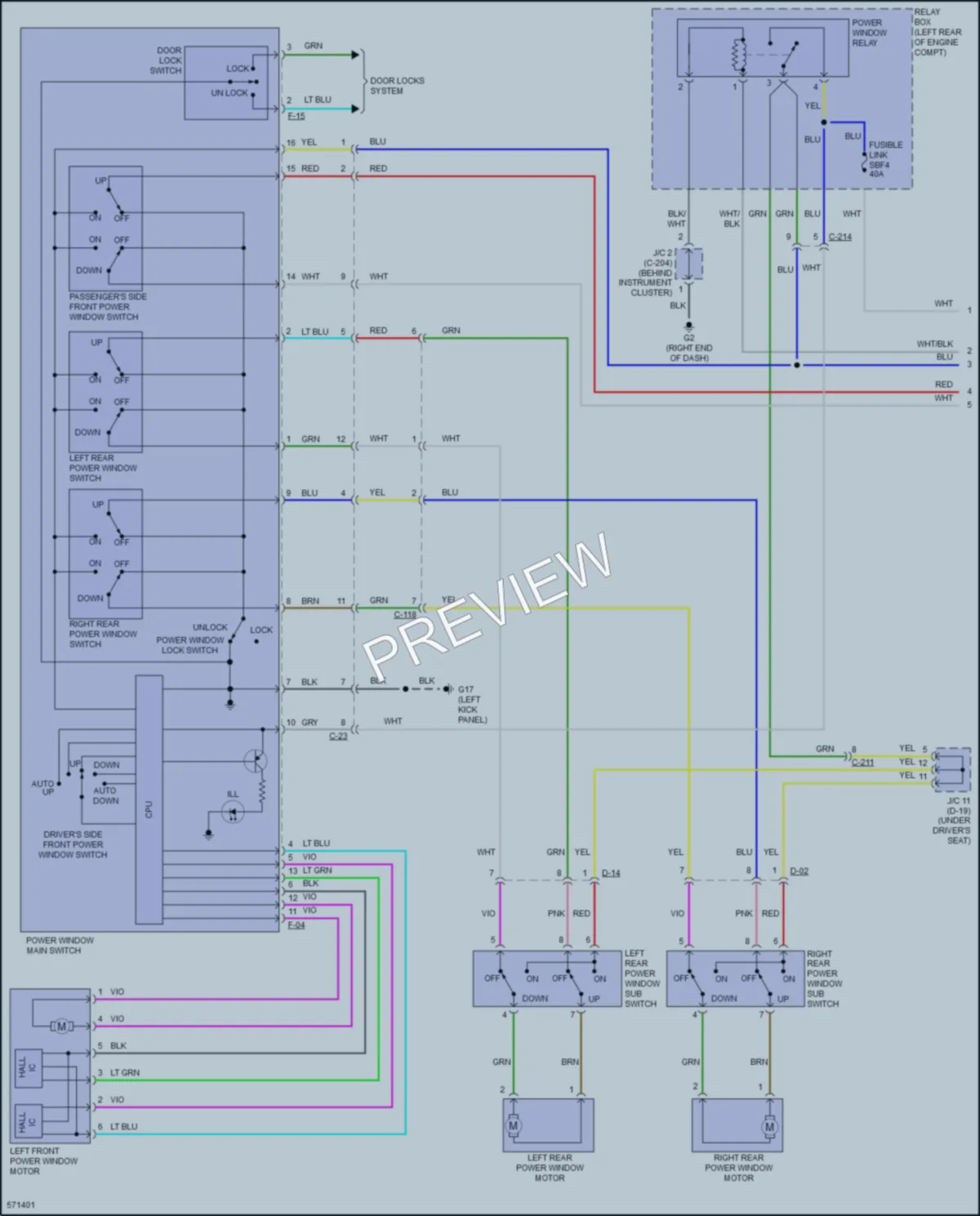 2017 Mitsubishi Mirage Power Windows wiring diagram preview