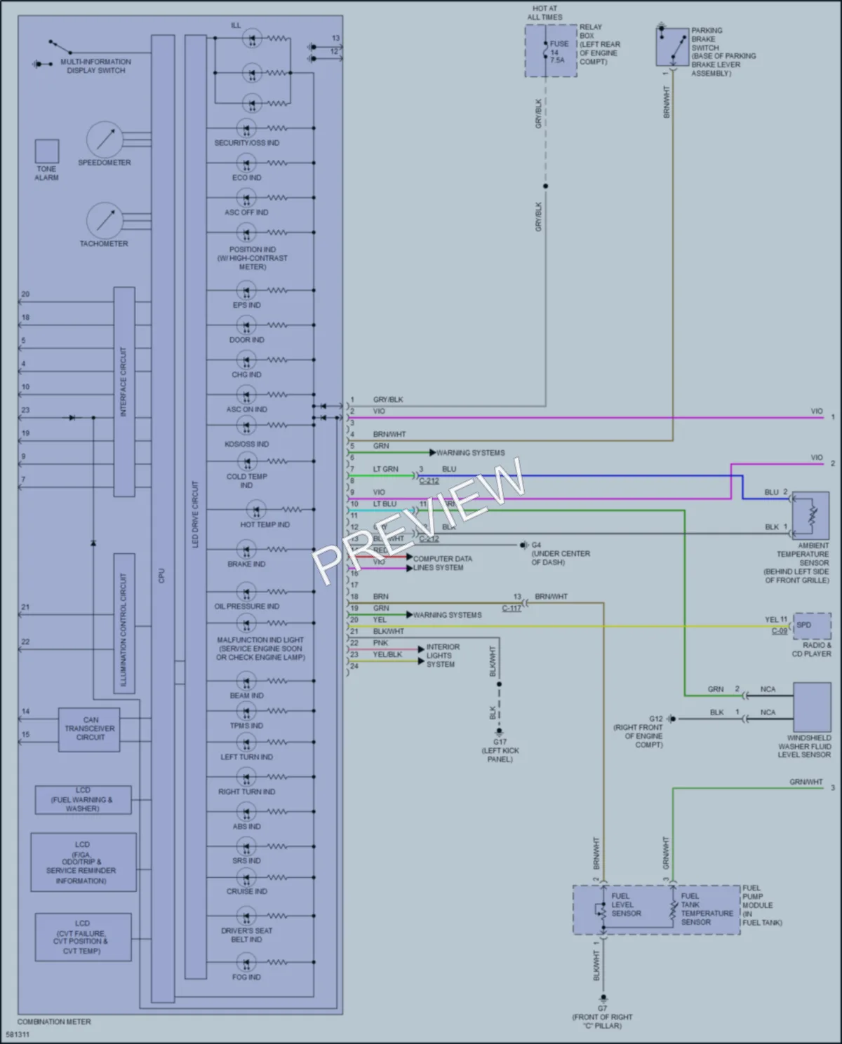 2017 Mitsubishi MirageG4 Instrument Cluster wiring diagram preview