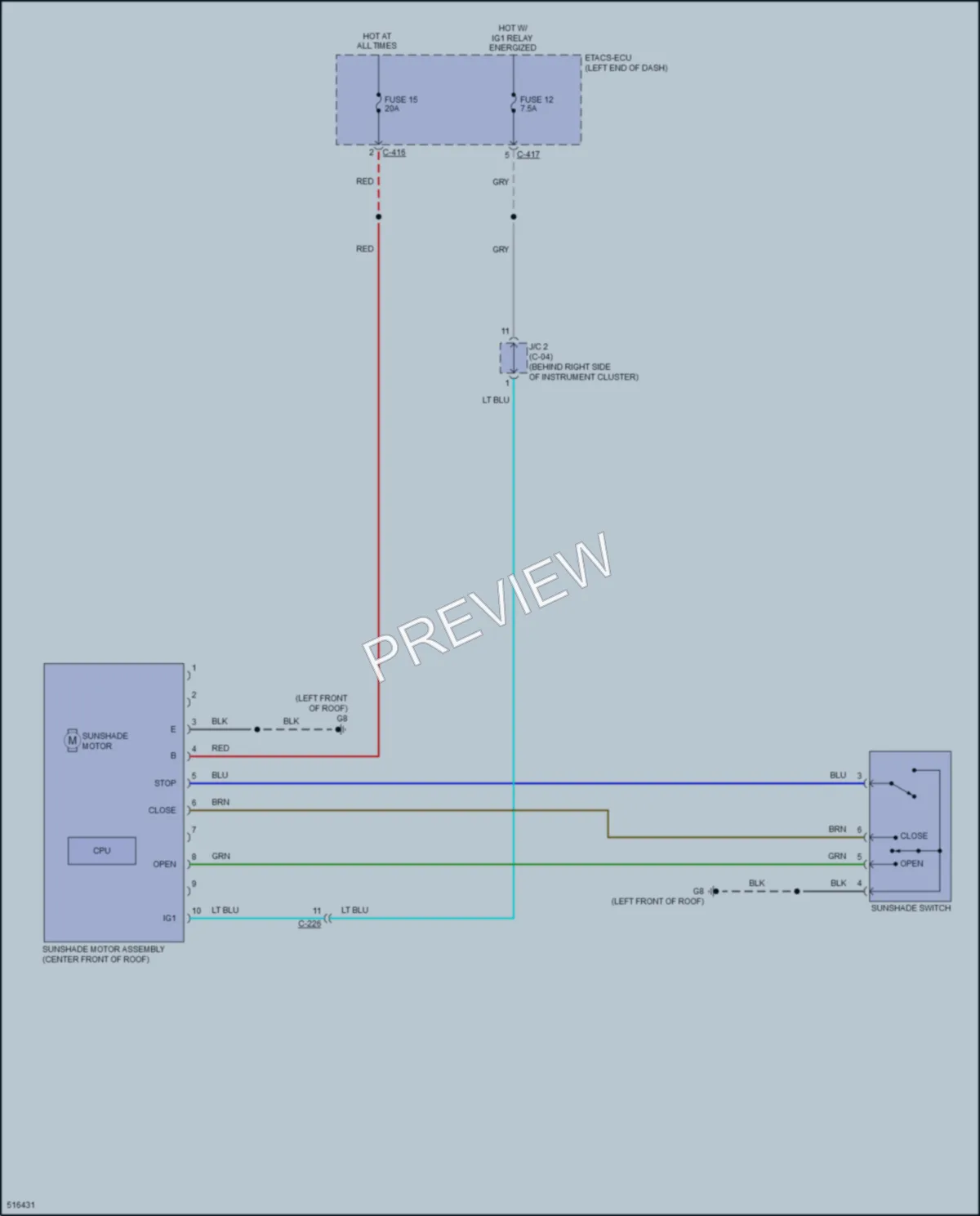 2017 Mitsubishi OutlanderSport Power Top Sunroof wiring diagram preview