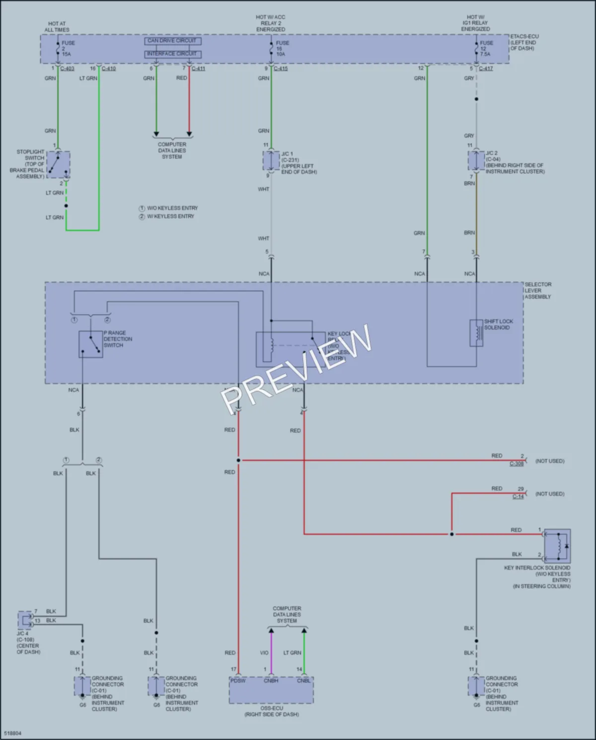 2017 Mitsubishi OutlanderSport Shift Interlock wiring diagram preview