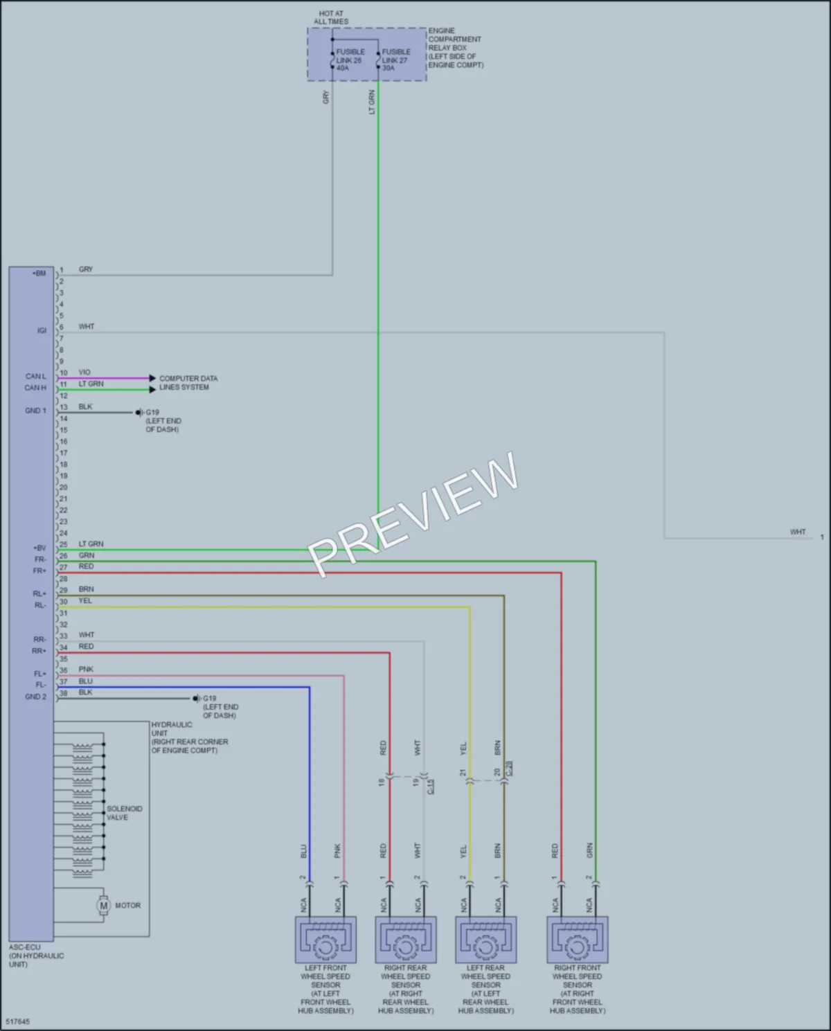 2017 Mitsubishi RVR Anti Lock Brakes wiring diagram preview