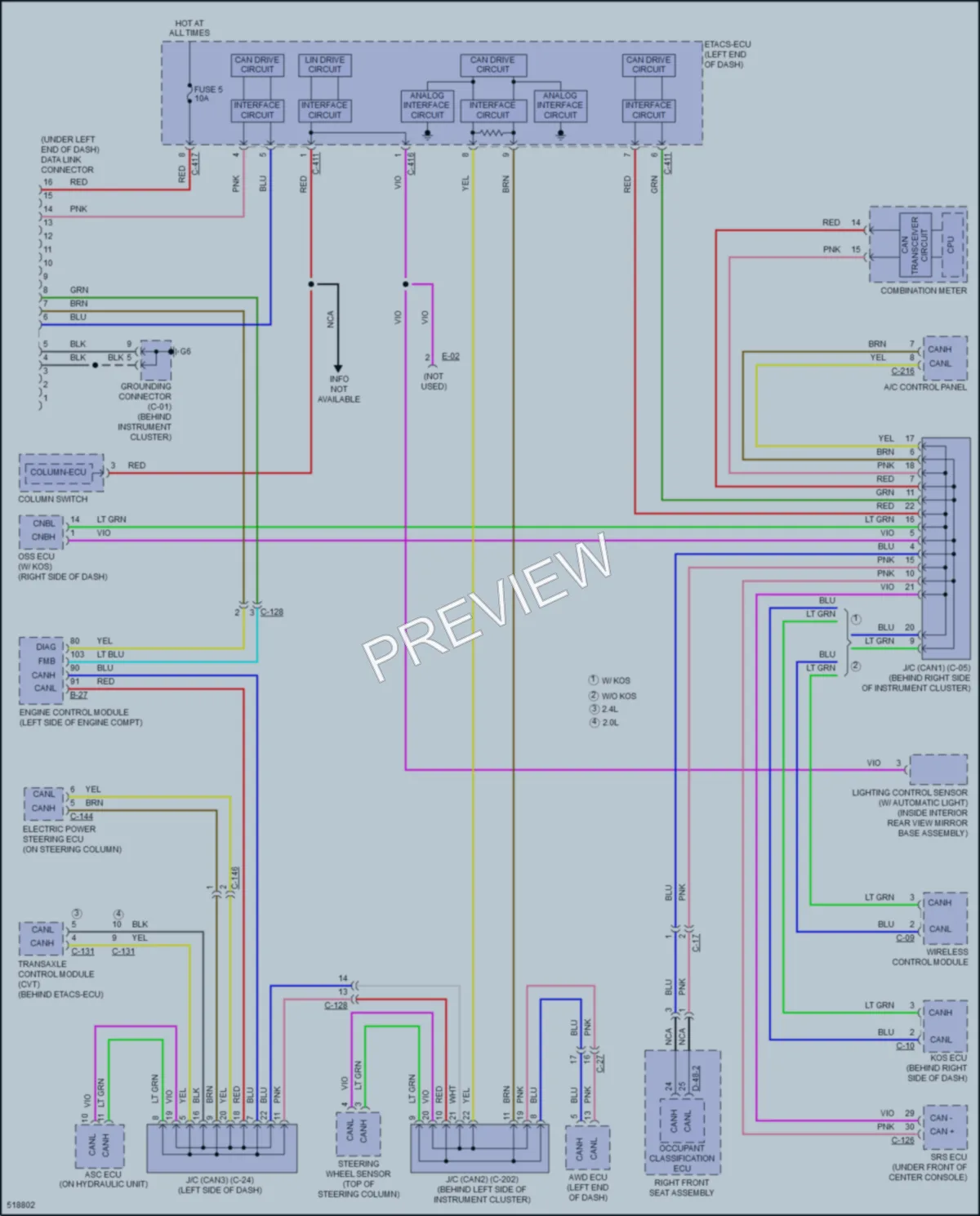 2017 Mitsubishi RVR Computer Data Lines wiring diagram preview