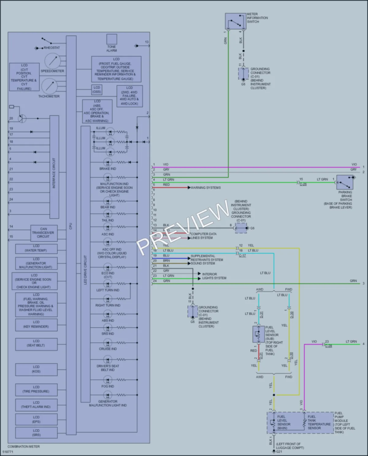 2017 Mitsubishi RVR Instrument Cluster wiring diagram preview