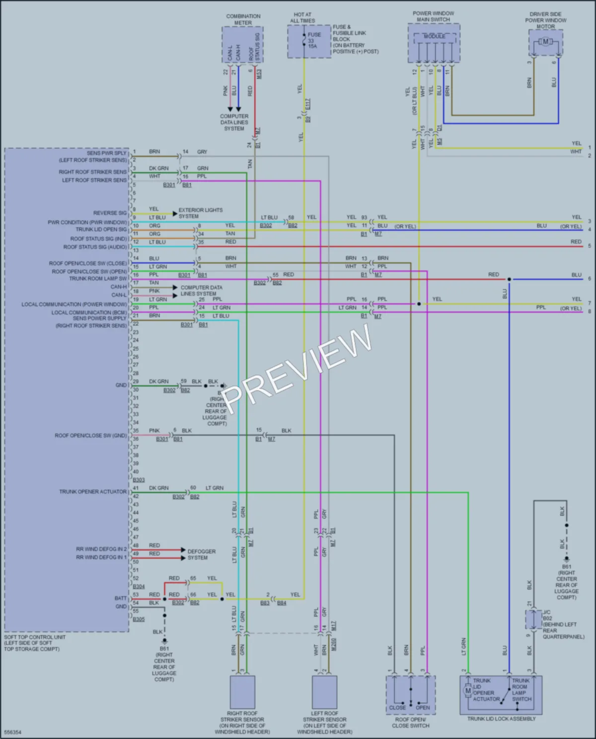 2017 Nissan 370Z Power Top Sunroof wiring diagram preview