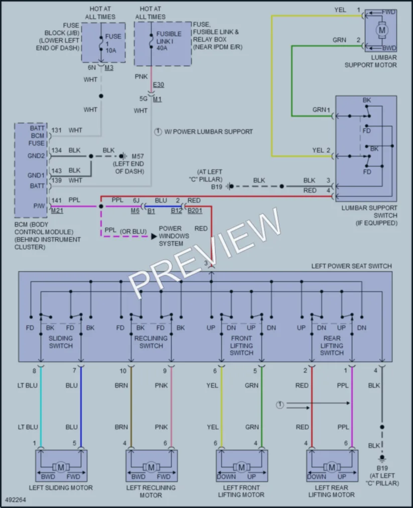 2017 Nissan Altima Power Seats wiring diagram preview
