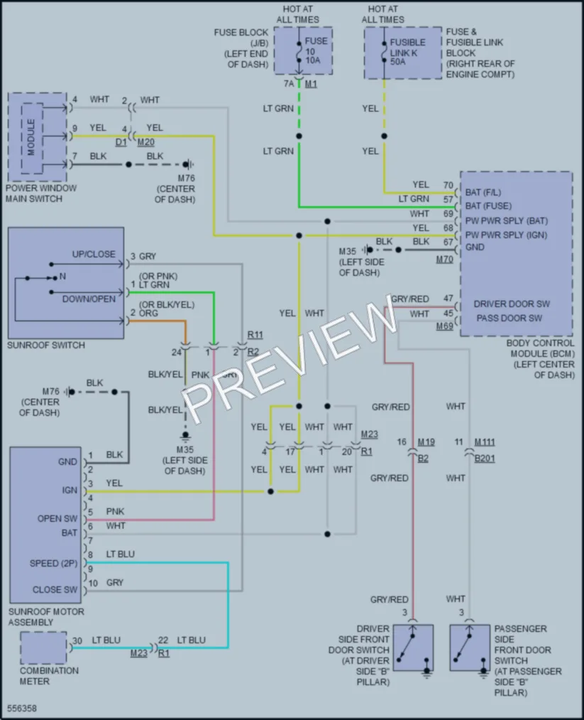 2017 Nissan Armada Power Top Sunroof wiring diagram preview