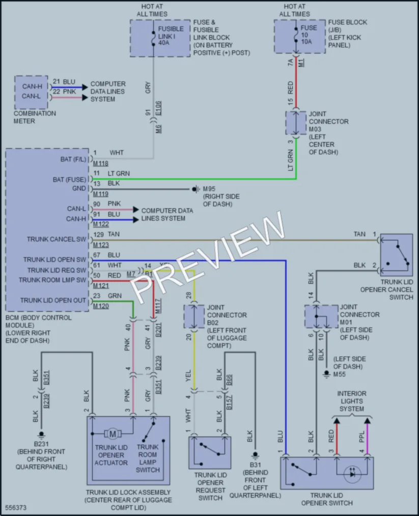 2017 Nissan GTR Trunk Tailgate Fuel Door wiring diagram preview