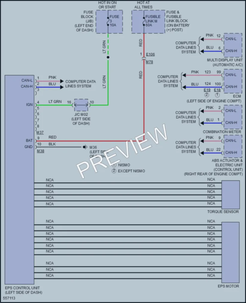 2017 Nissan JUKE Electronic Power Steering wiring diagram preview