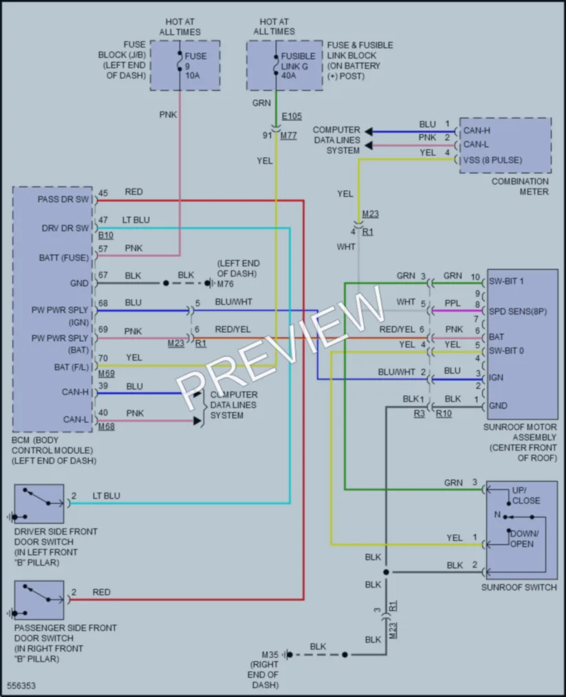 2017 Nissan JUKE Power Top Sunroof wiring diagram preview