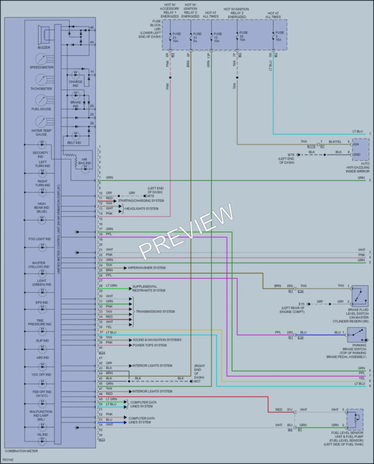 2017 Nissan Maxima Instrument Cluster wiring diagram preview