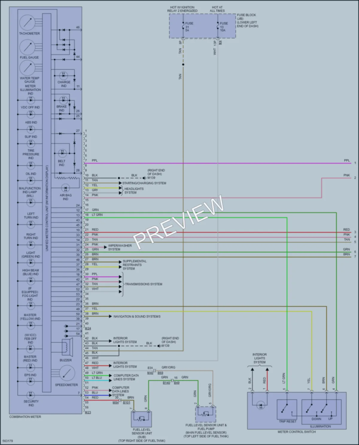 2017 Nissan Murano Instrument Cluster wiring diagram preview