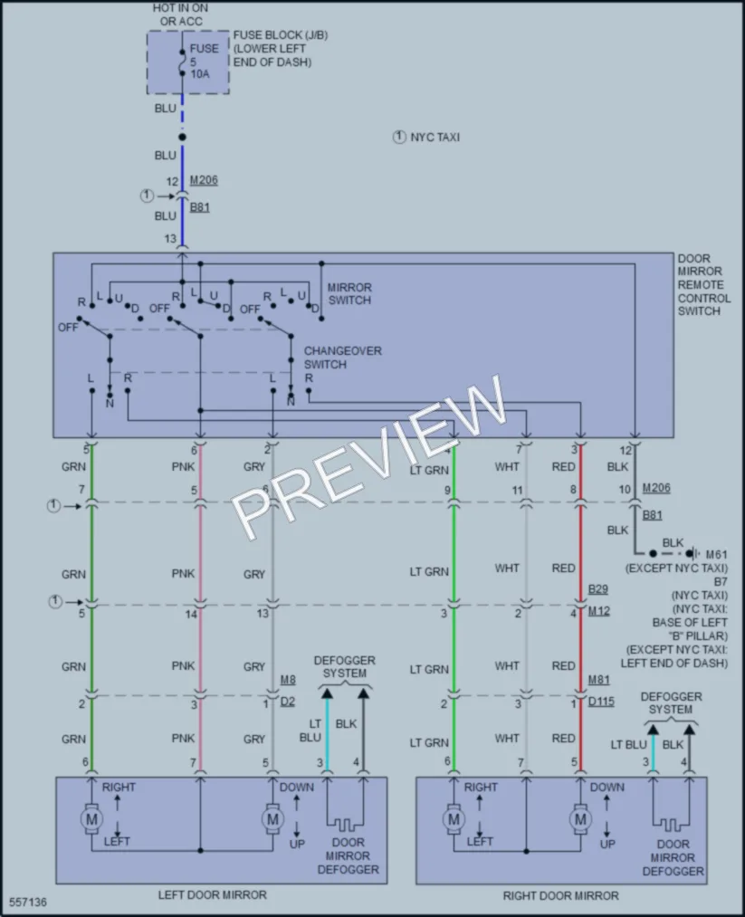 2017 Nissan NV200 Power Mirrors wiring diagram preview