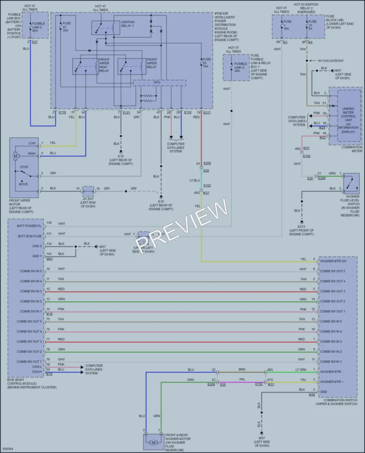 2017 Nissan Pathfinder Wiper Washer wiring diagram preview