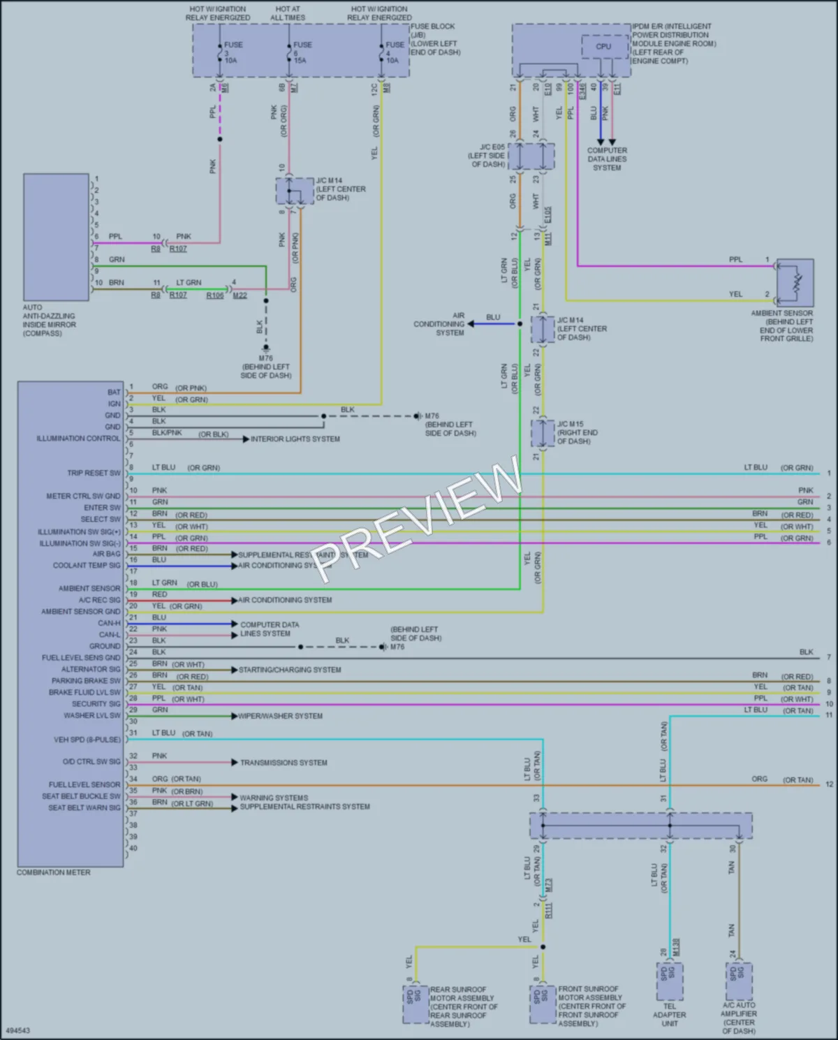 2017 Nissan Quest Instrument Cluster wiring diagram preview