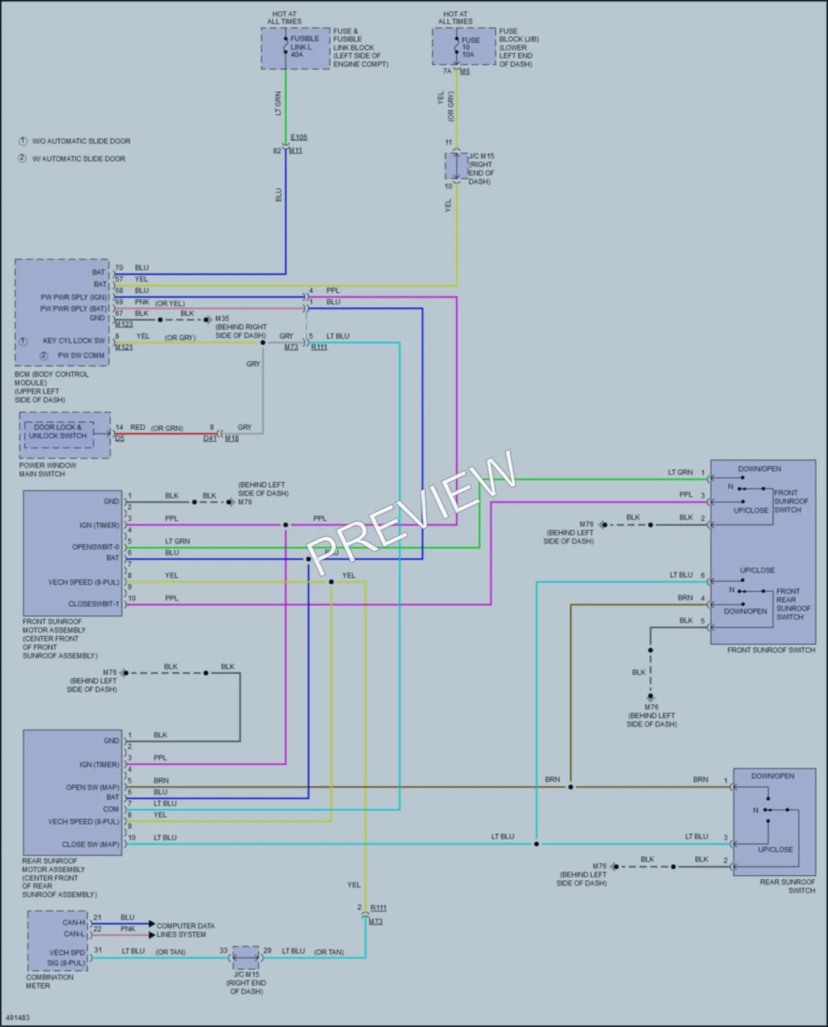 2017 Nissan Quest Power Top Sunroof wiring diagram preview