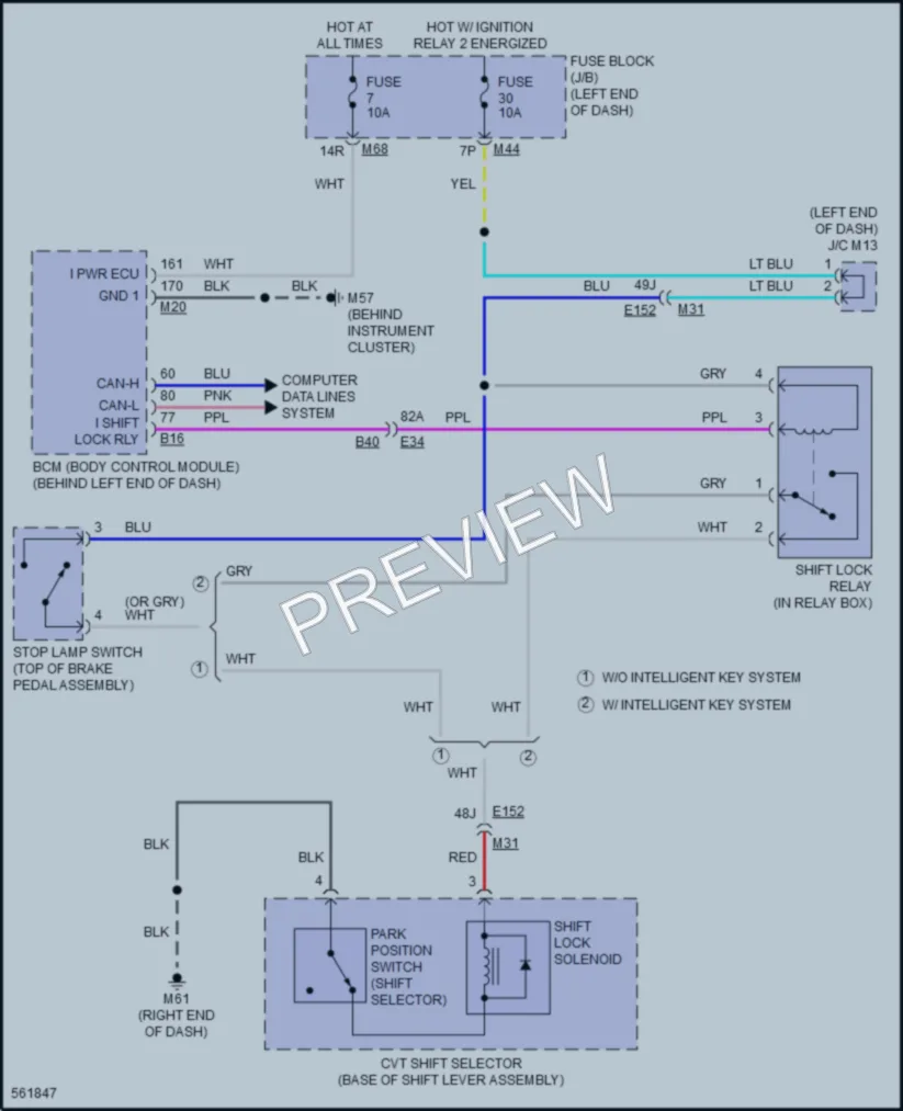 2017 Nissan Rogue Shift Interlock wiring diagram preview