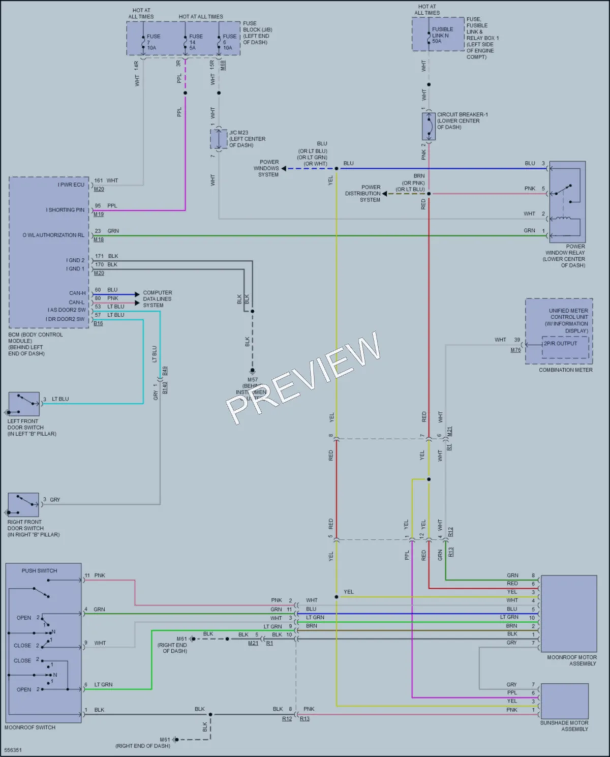 2017 Nissan RogueHybrid Power Top Sunroof wiring diagram preview