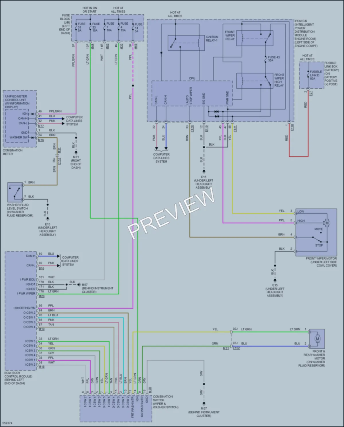 2017 Nissan RogueHybrid Wiper Washer wiring diagram preview