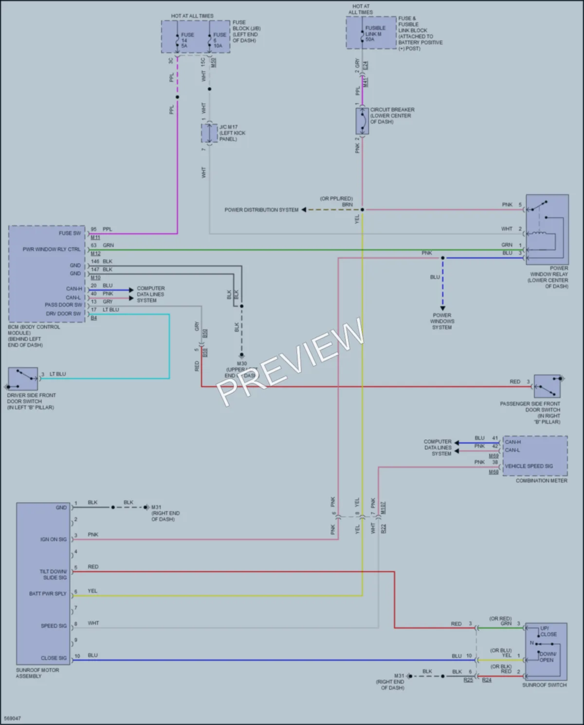 2017 Nissan RogueSport Power Top Sunroof wiring diagram preview