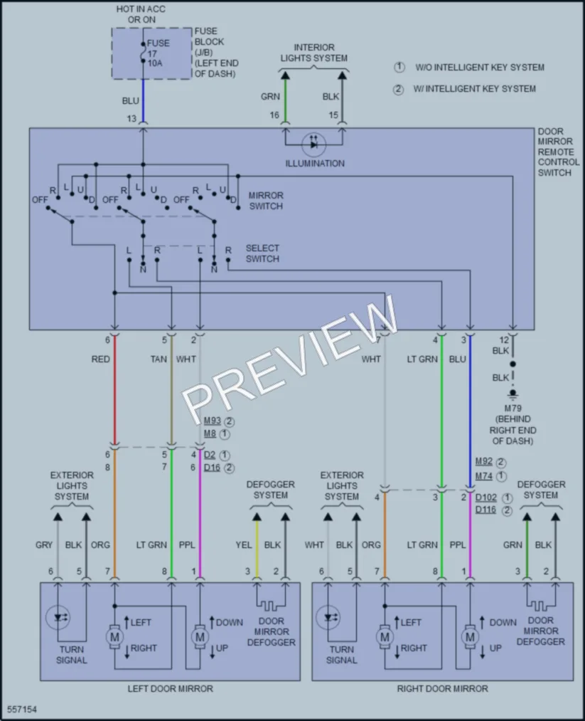 2017 Nissan Versa Power Mirrors wiring diagram preview