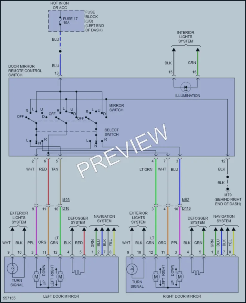 2017 Nissan VersaNote Power Mirrors wiring diagram preview