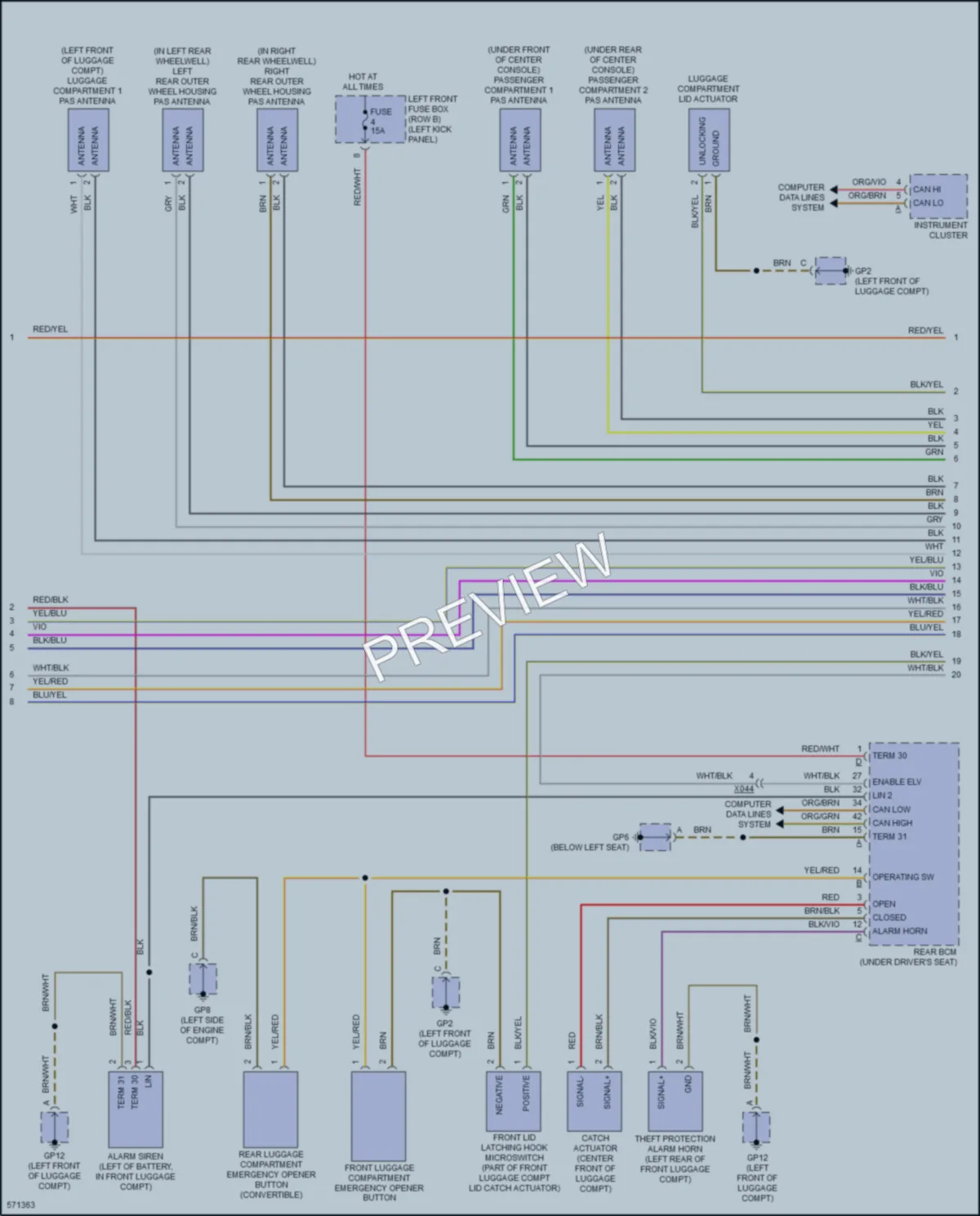 2017 Porsche 718Boxster Anti Theft wiring diagram preview