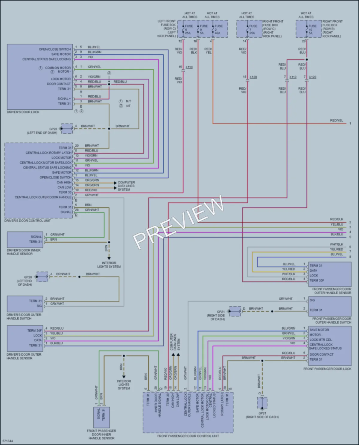 2017 Porsche 718Boxster Power Door Locks wiring diagram preview